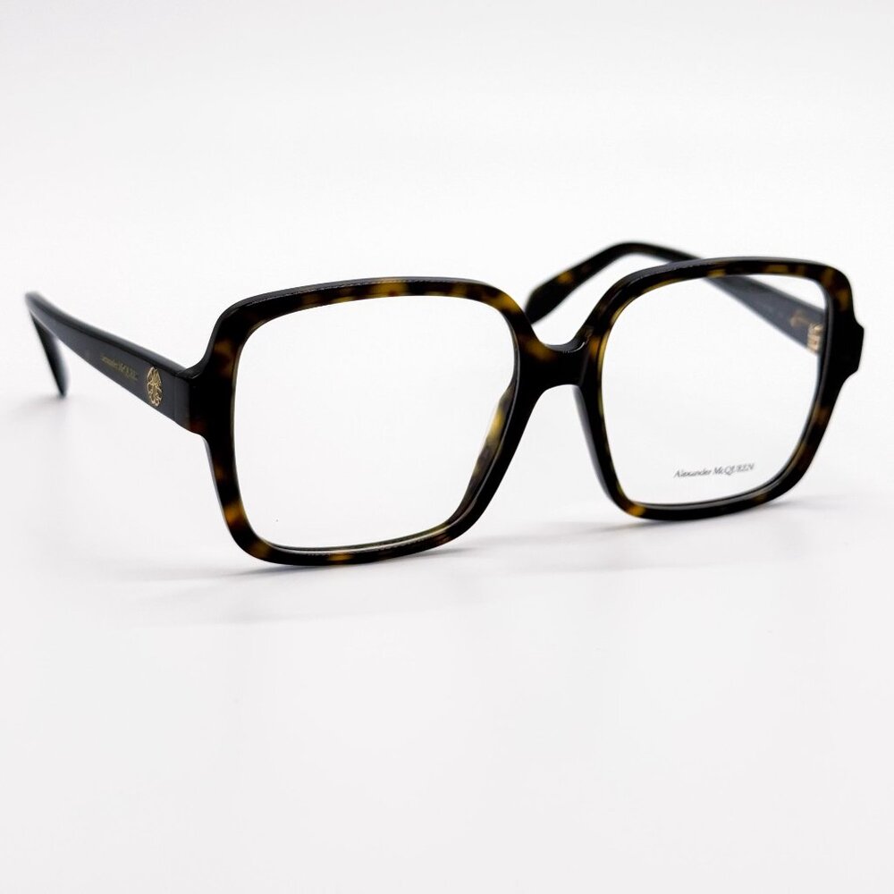 NEW ALEXANDER MCQUEEN EYEGLASSES AM0286O 002 SQUARE HAVANA WOMEN EYEWEAR